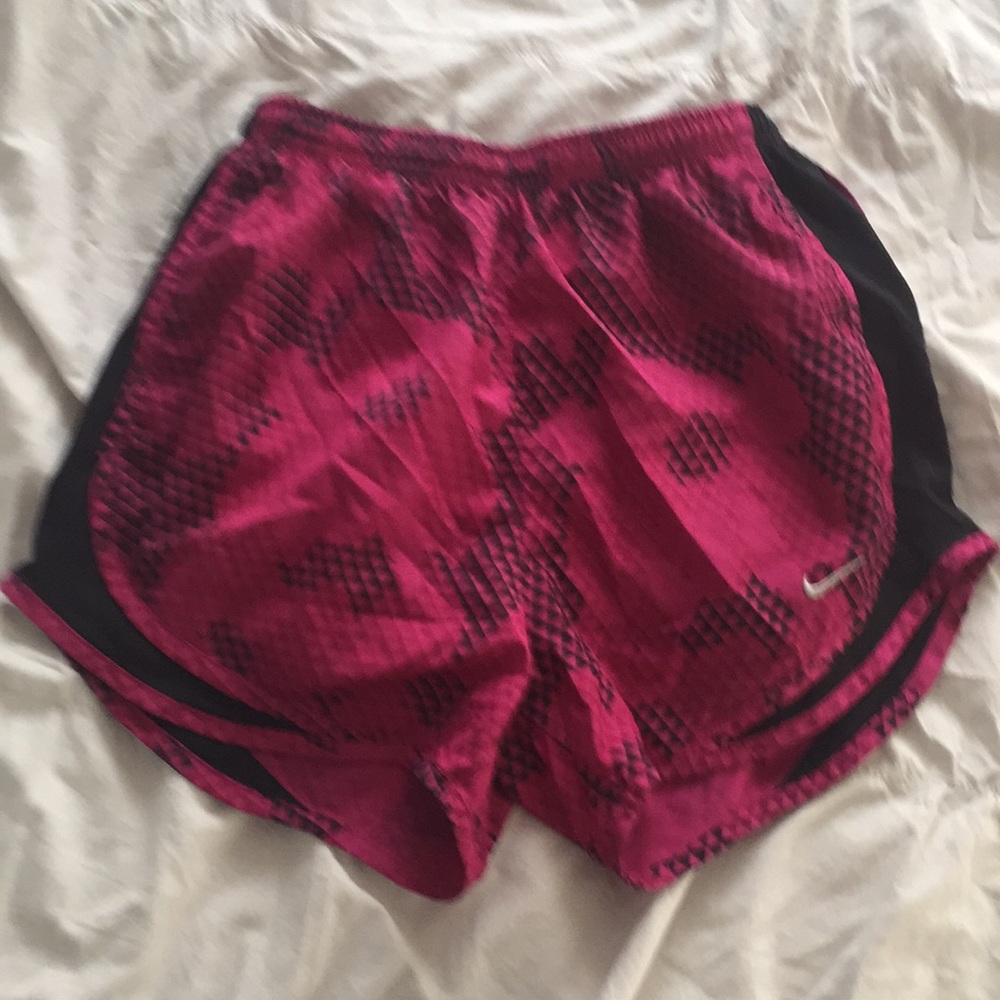 Purple and black nike dri-fit athletic shorts